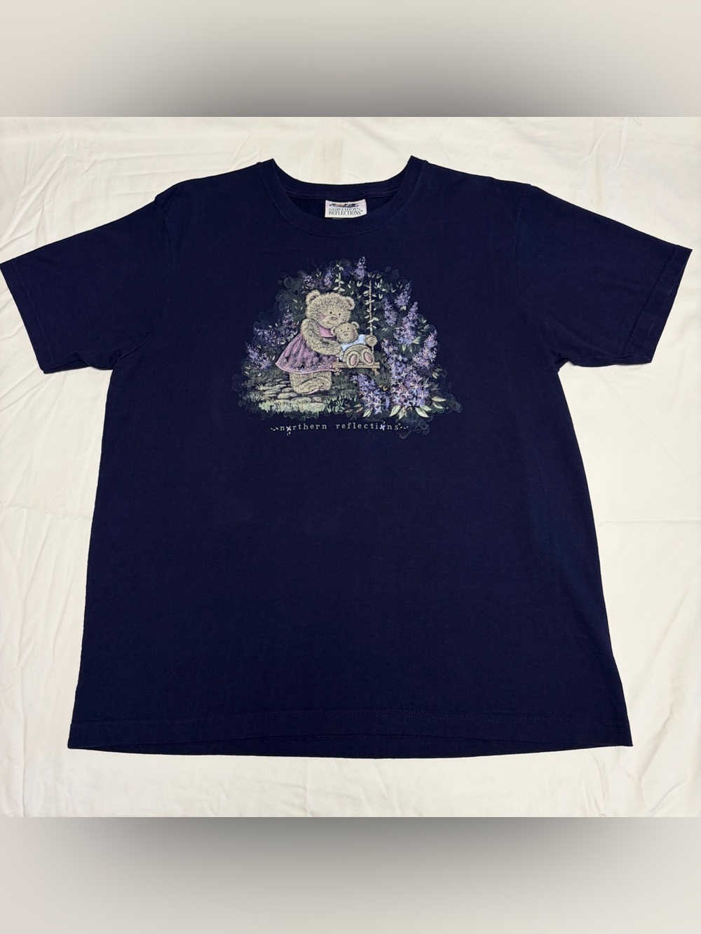 Vintage 90s Northern Reflections Navy Blue Teddy Bear Graphic T-Shirt Large